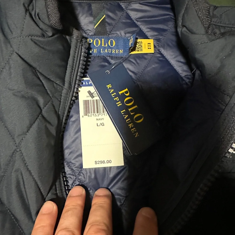 Ralph Lauren Gray Puffer Jacket with Quilted Design Brand New w/tags Mens L - Picture 2 of 3